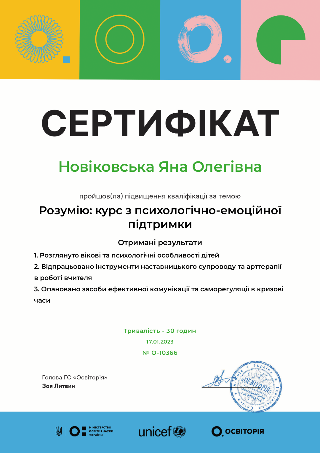 Сертифікат Розумію